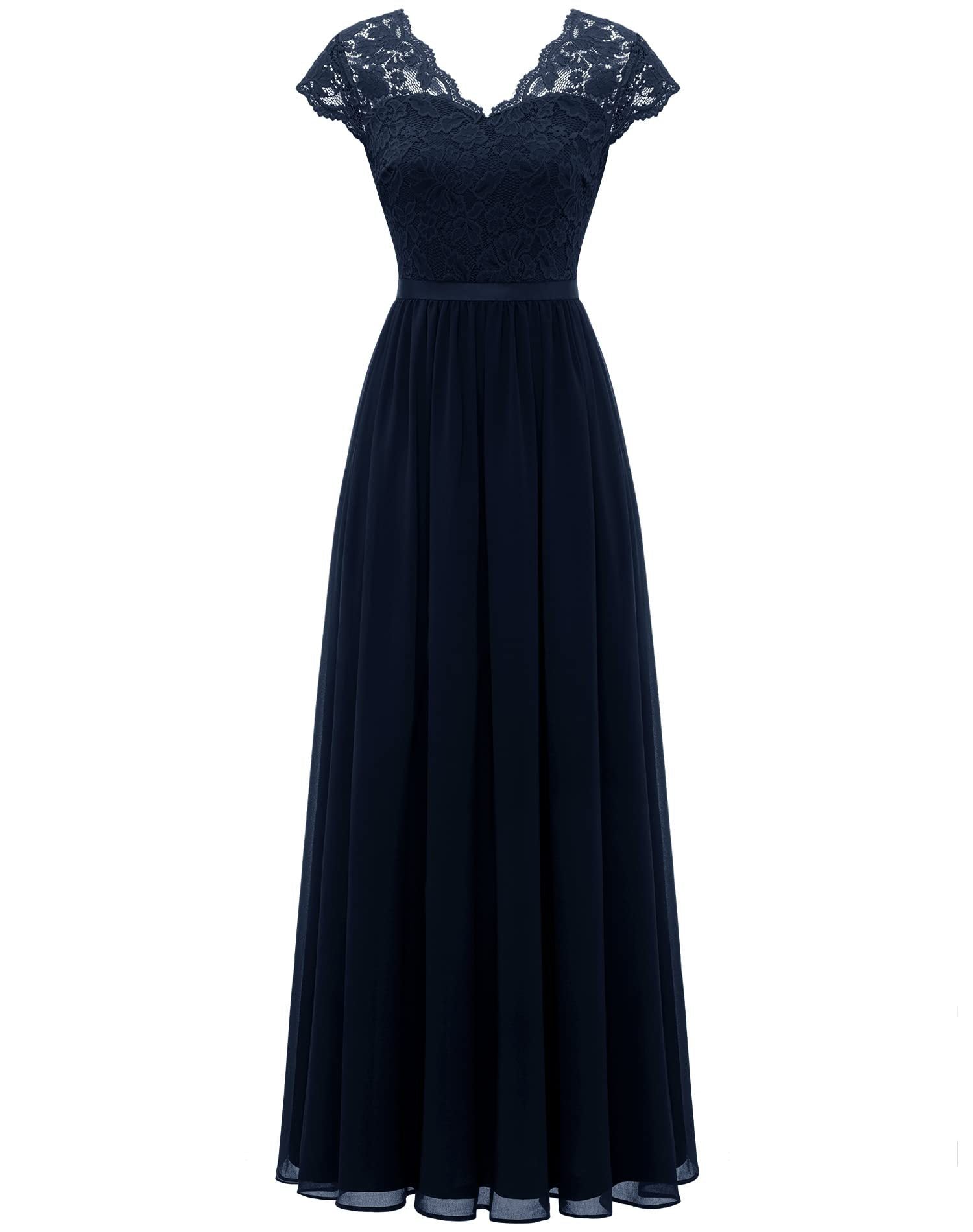 Lace Splicing Long Waist-Cinching Dress