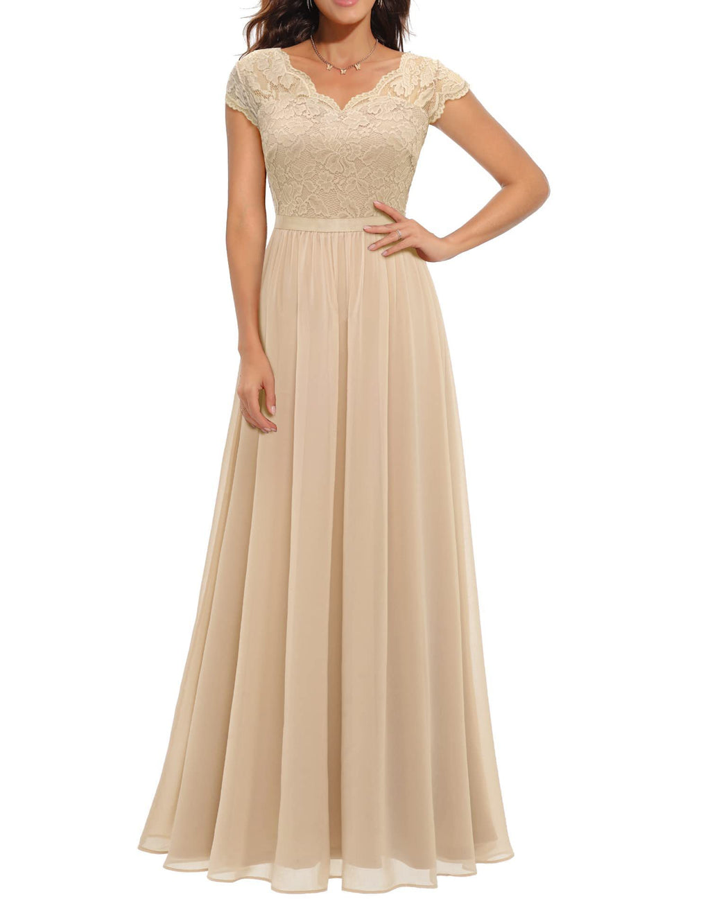 Lace Splicing Long Waist-Cinching Dress