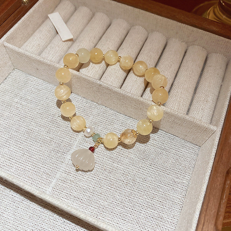 Elegant Crystal Pearl Double Loop Bracelet