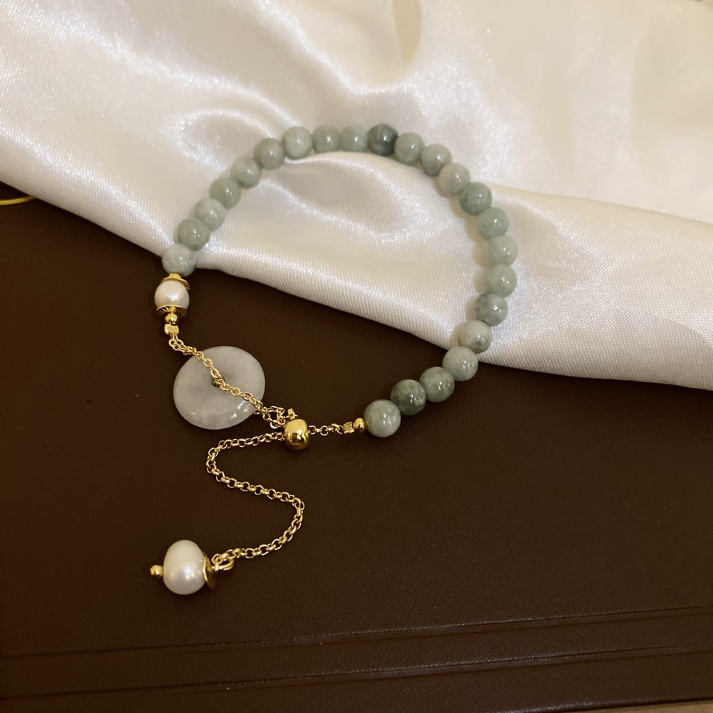 Elegant Crystal Pearl Double Loop Bracelet