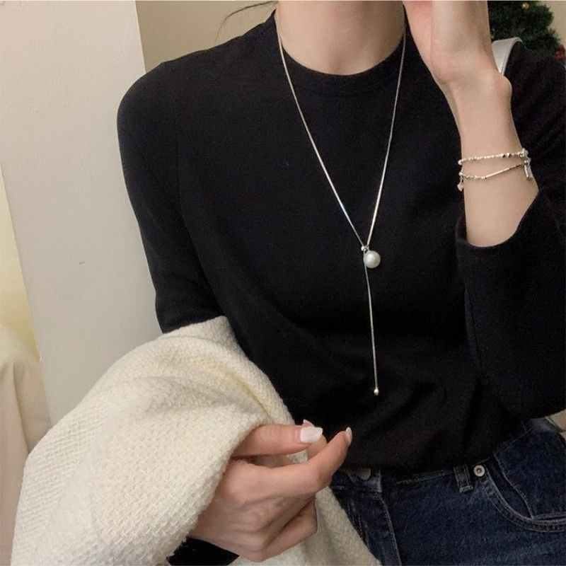 Minimalist Geometric Double Layer Necklace with Adjustable Chain