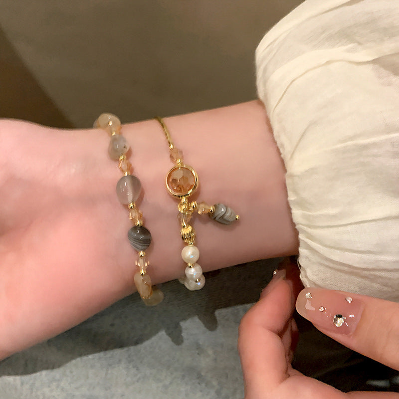 Elegant Crystal Pearl Double Loop Bracelet