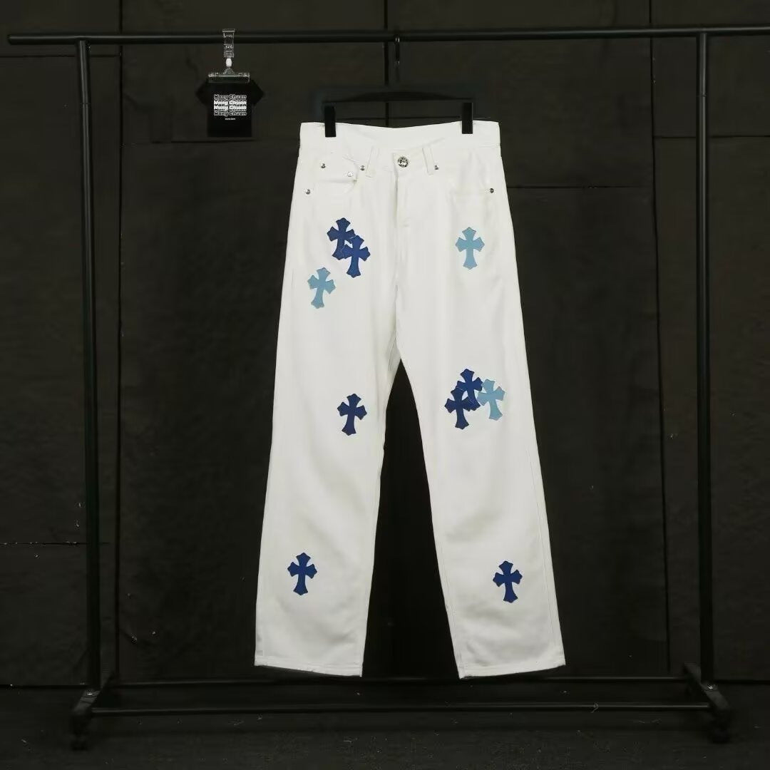Slim Fit Patchwork Distressed Denim Jeans for Men