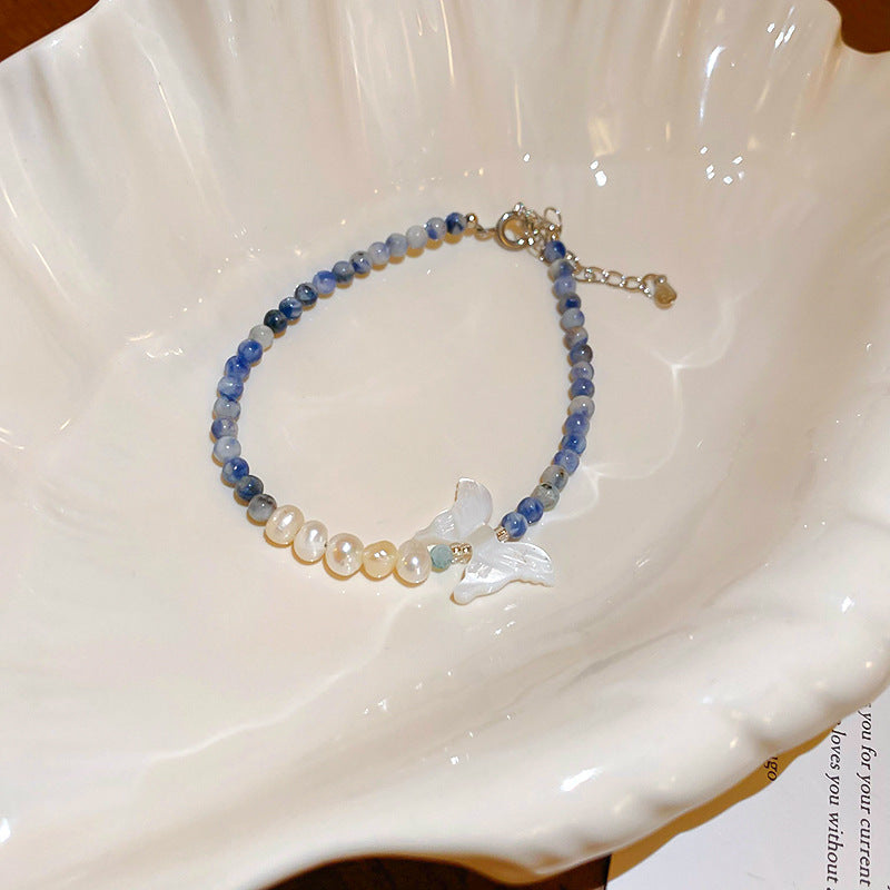 Elegant Crystal Pearl Double Loop Bracelet