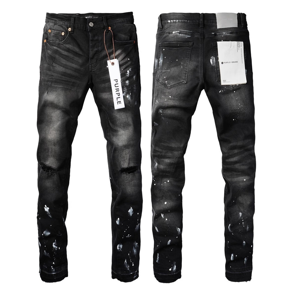 Slim Fit Patchwork Distressed Denim Jeans for Men