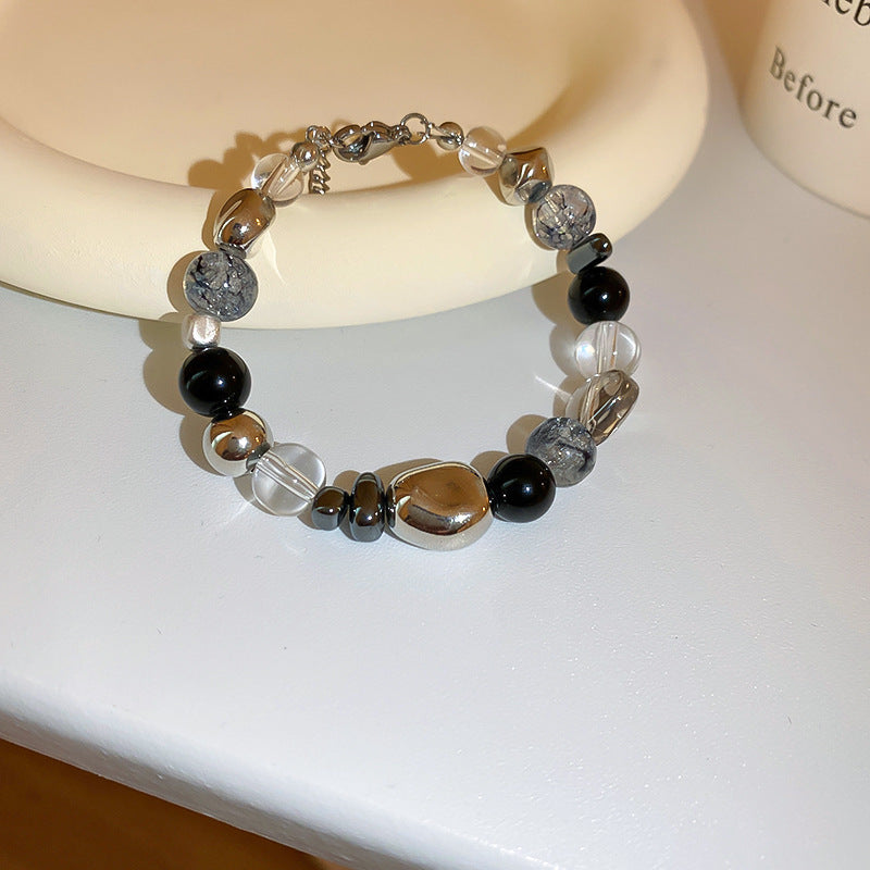 Elegant Crystal Pearl Double Loop Bracelet