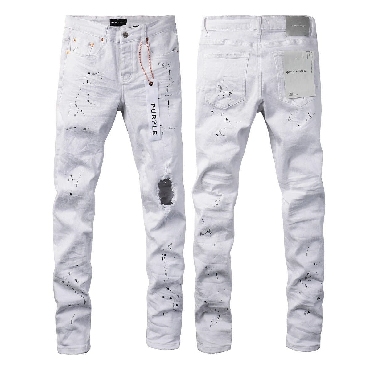 Slim Fit Patchwork Distressed Denim Jeans for Men