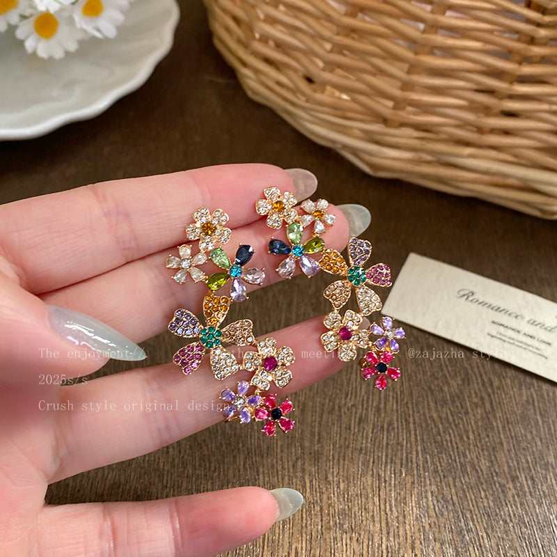 Floral Contrast Color Ear Cuffs Earrings