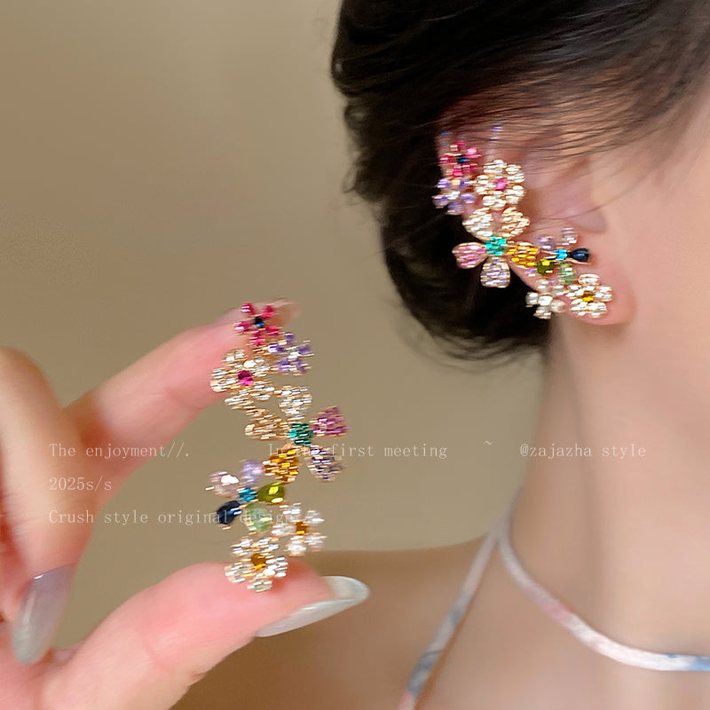 Floral Contrast Color Ear Cuffs Earrings