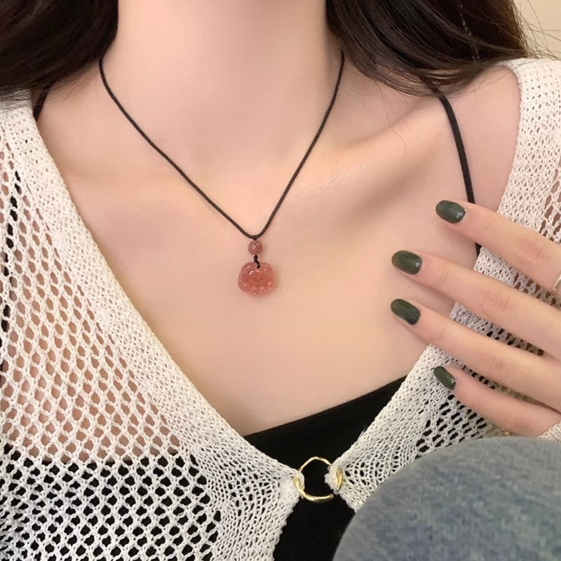 French Vintage Rose Pearl Necklace for Women