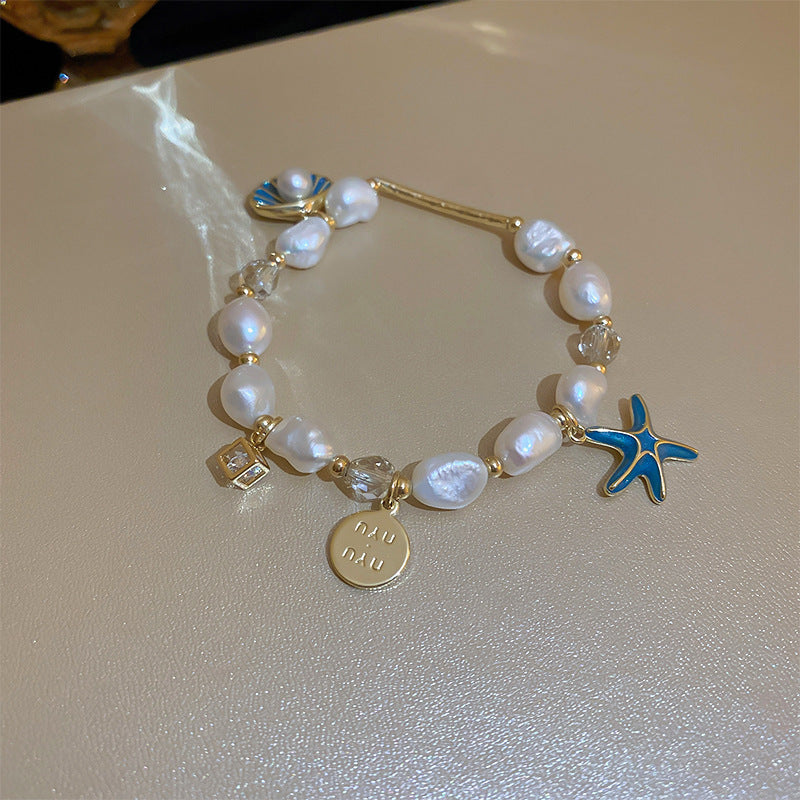 Elegant Crystal Pearl Double Loop Bracelet