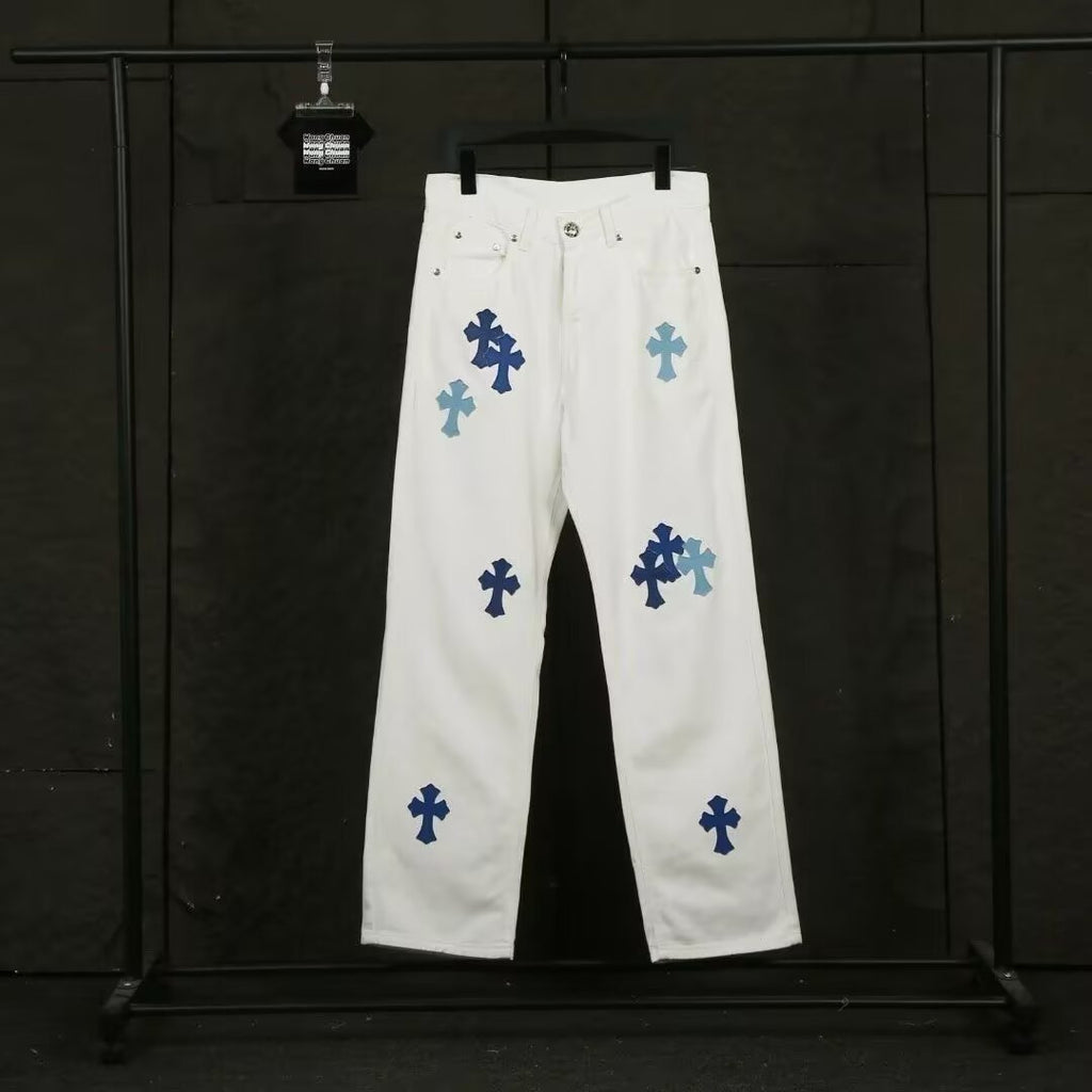 Slim Fit Patchwork Distressed Denim Jeans for Men