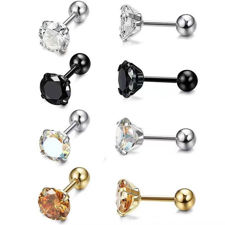 Geometric Zircon Stud Earrings