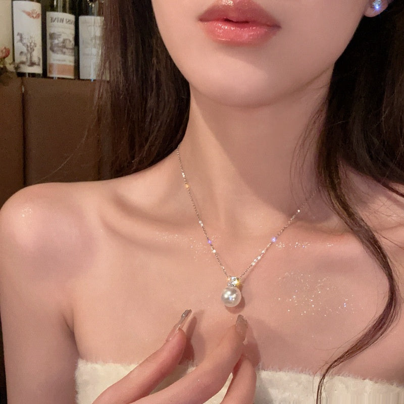 French Vintage Rose Pearl Necklace for Women