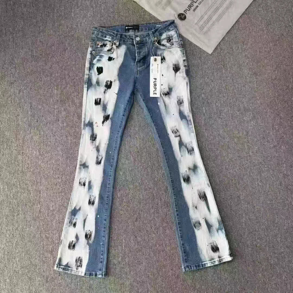 Slim Fit Patchwork Distressed Denim Jeans for Men