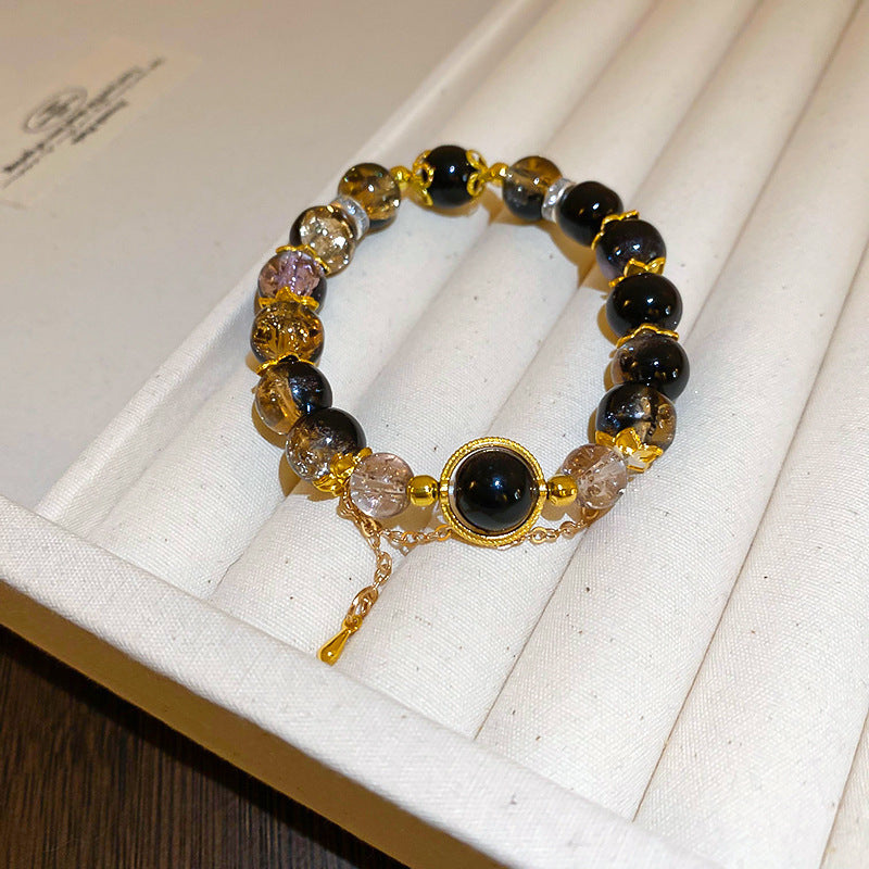 Elegant Crystal Pearl Double Loop Bracelet