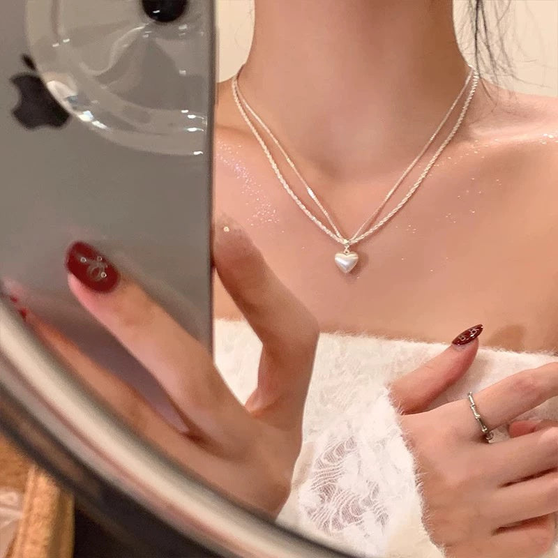 French Vintage Rose Pearl Necklace for Women