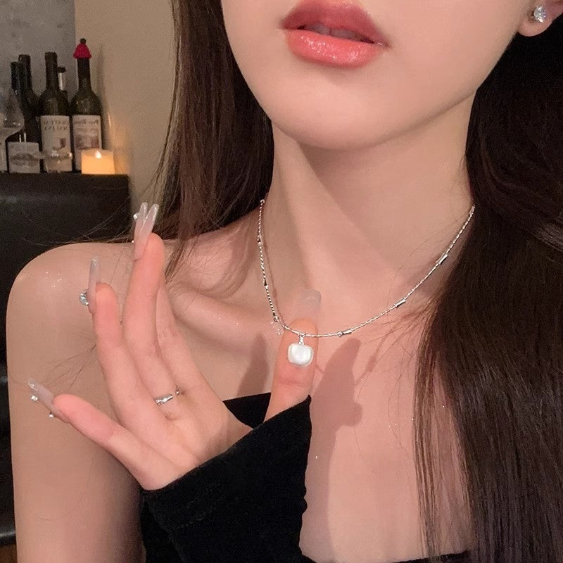 French Vintage Rose Pearl Necklace for Women