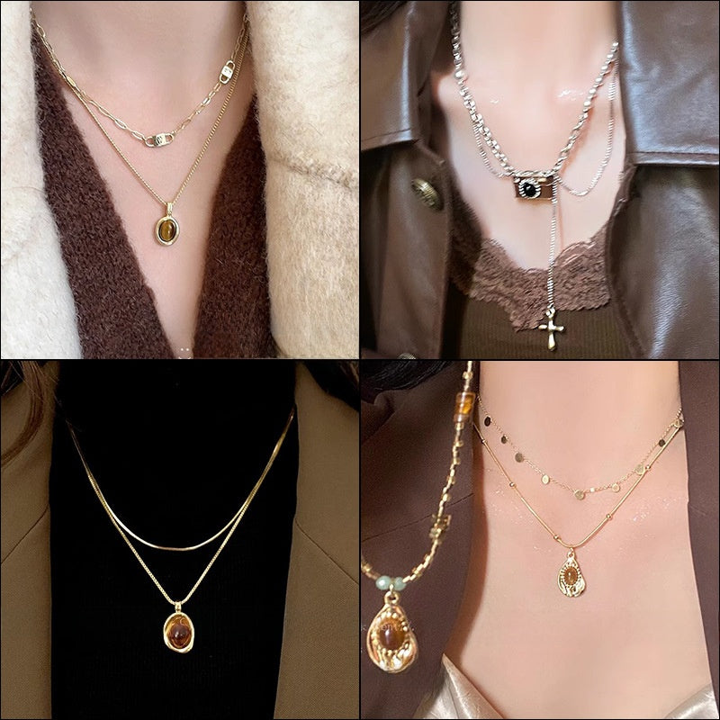 French Vintage Rose Pearl Necklace for Women