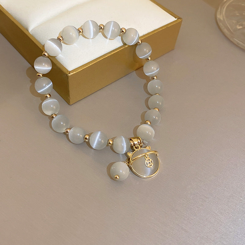 Elegant Crystal Pearl Double Loop Bracelet