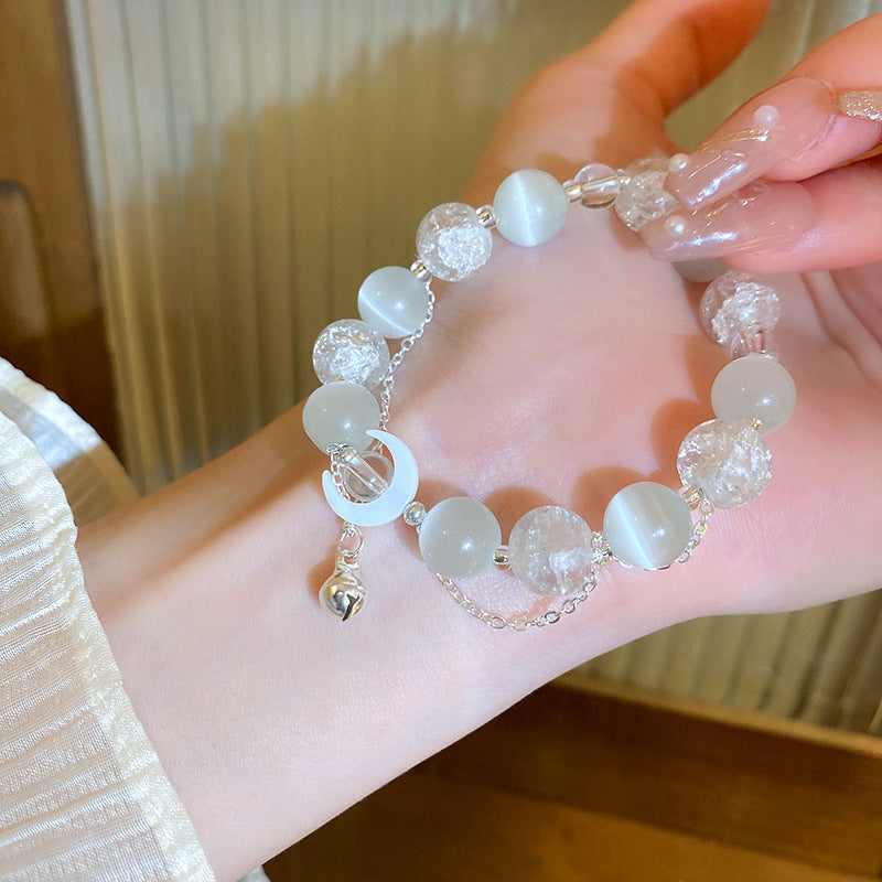 Elegant Crystal Pearl Double Loop Bracelet