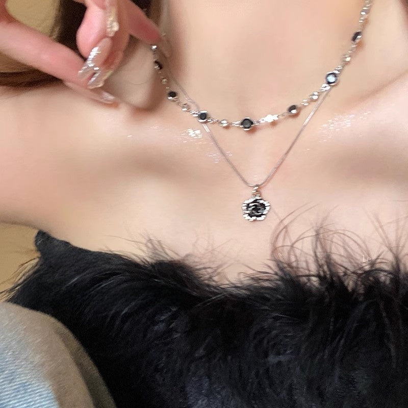 French Vintage Rose Pearl Necklace for Women