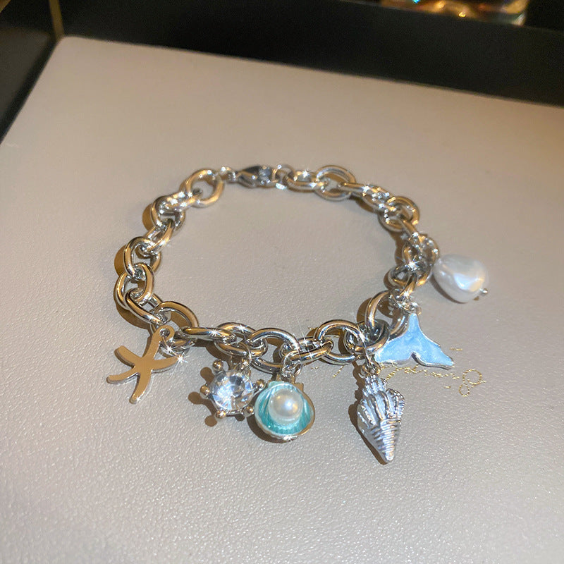 Elegant Crystal Pearl Double Loop Bracelet