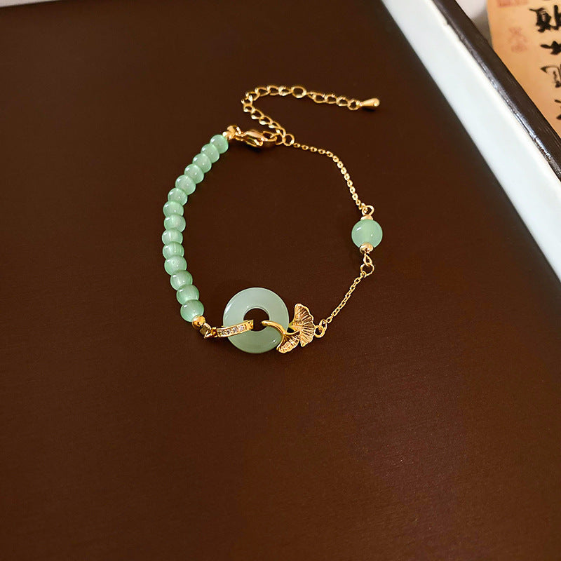 Elegant Crystal Pearl Double Loop Bracelet