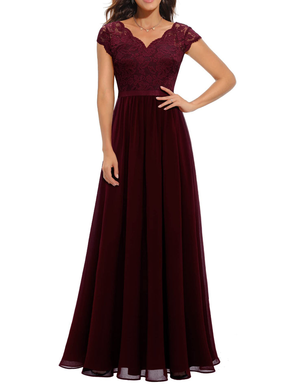 Lace Splicing Long Waist-Cinching Dress