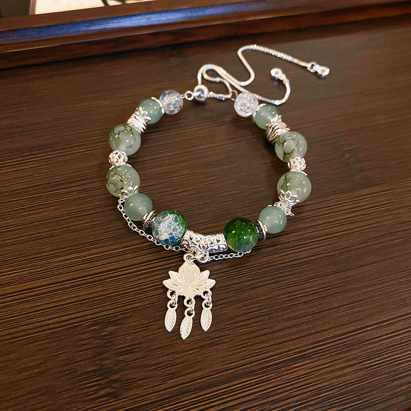 Elegant Crystal Pearl Double Loop Bracelet