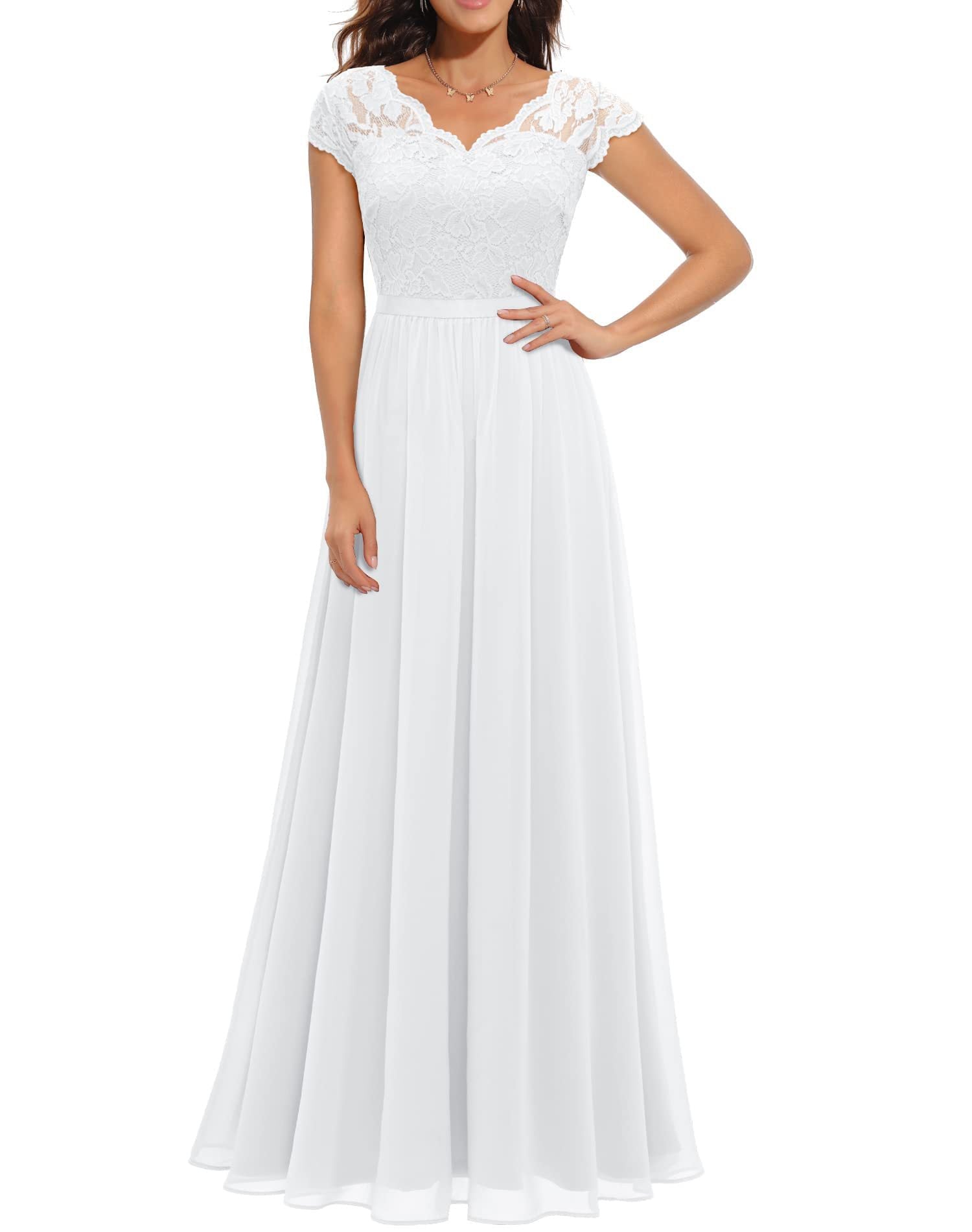 Lace Splicing Long Waist-Cinching Dress