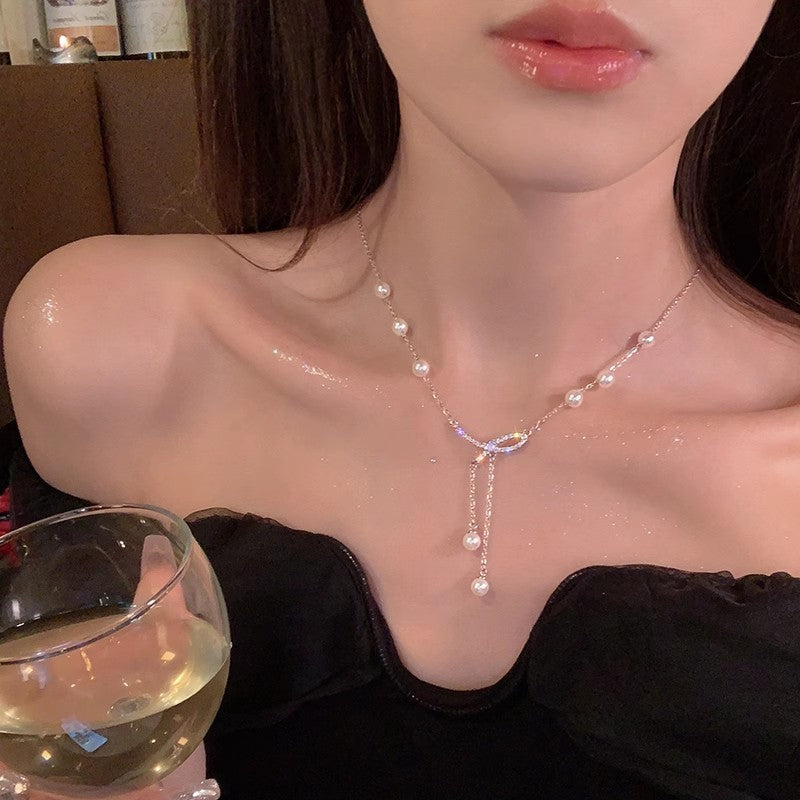 French Vintage Rose Pearl Necklace for Women