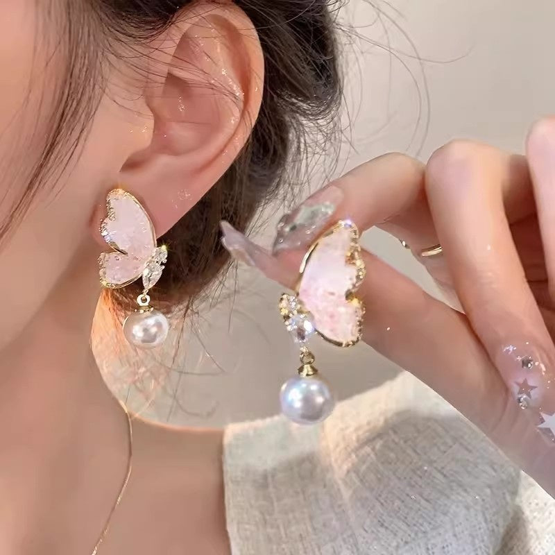 Pearl Butterfly Earrings for Women