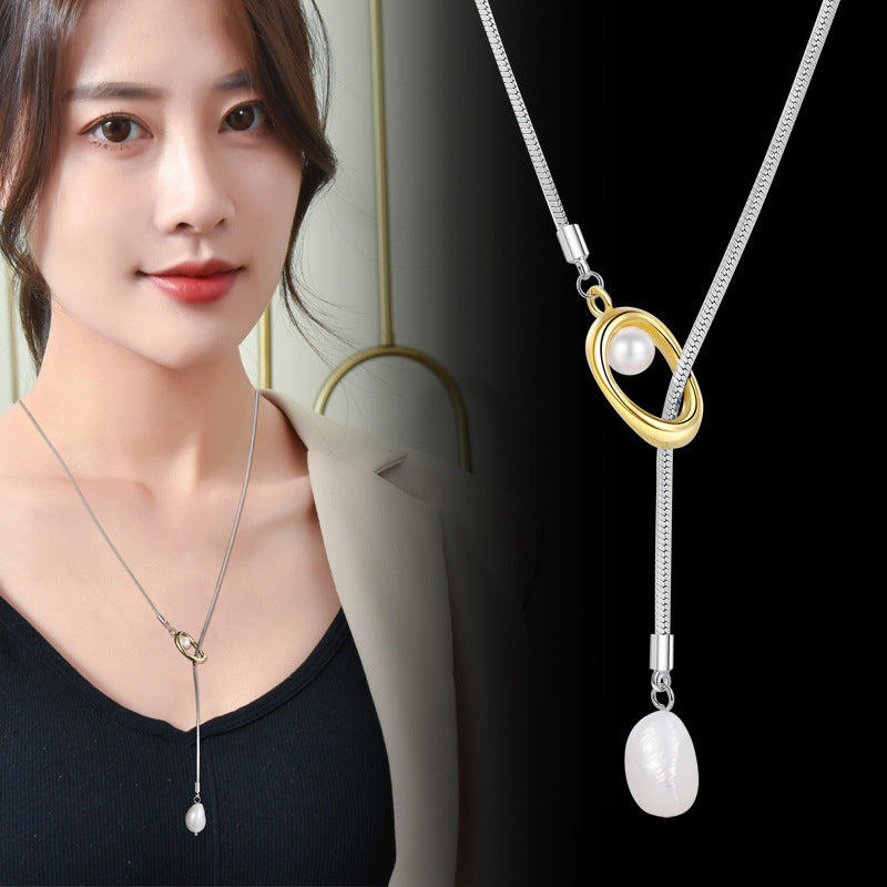 Minimalist Geometric Double Layer Necklace with Adjustable Chain
