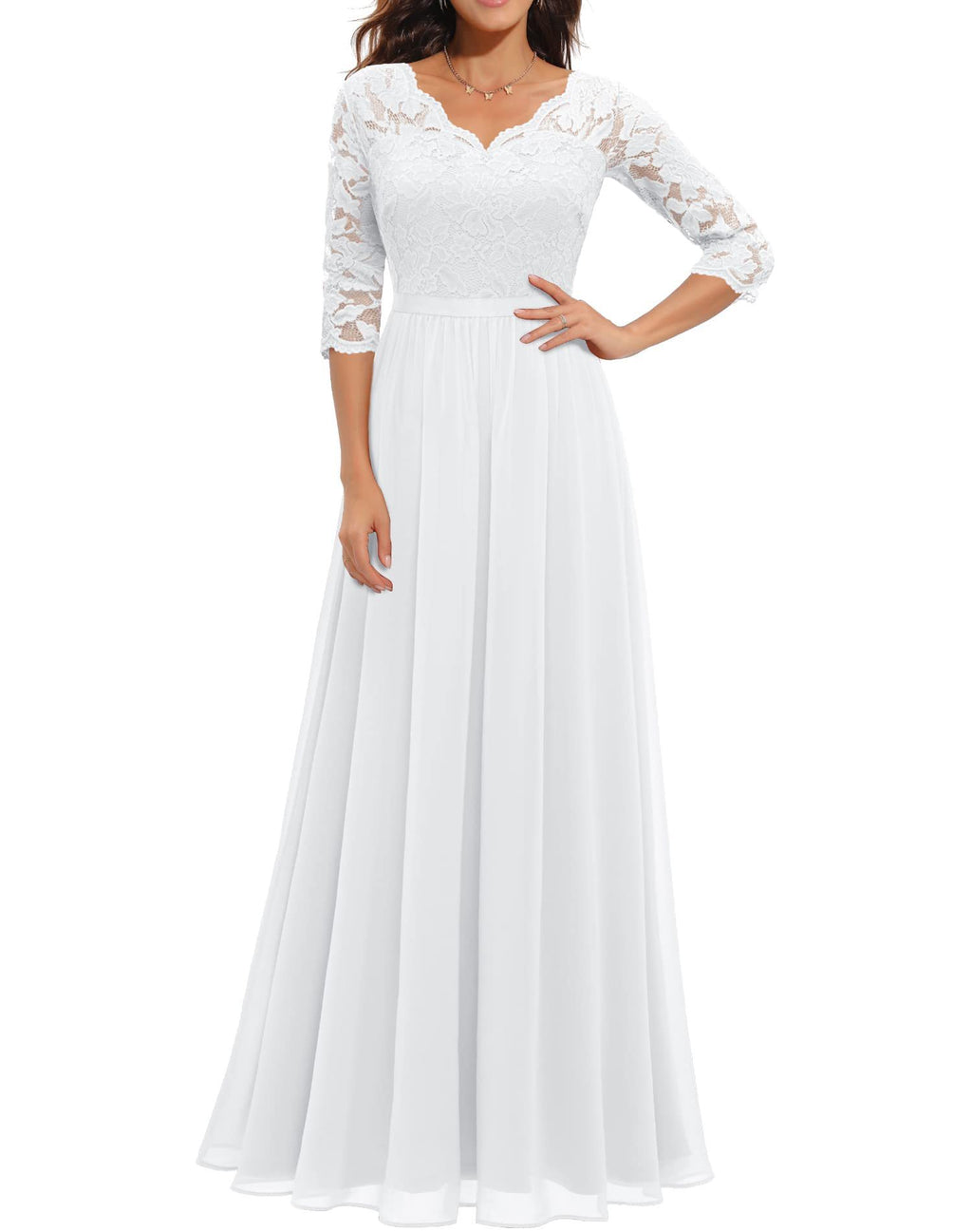 Lace Splicing Long Waist-Cinching Dress