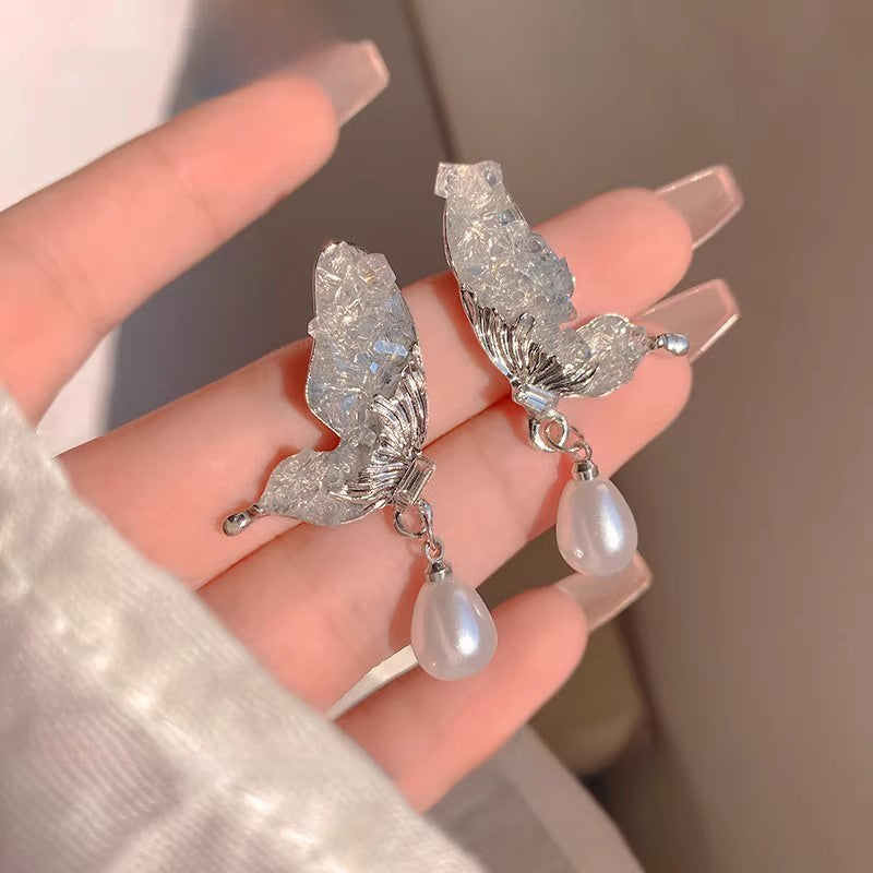 Pearl Butterfly Earrings for Women