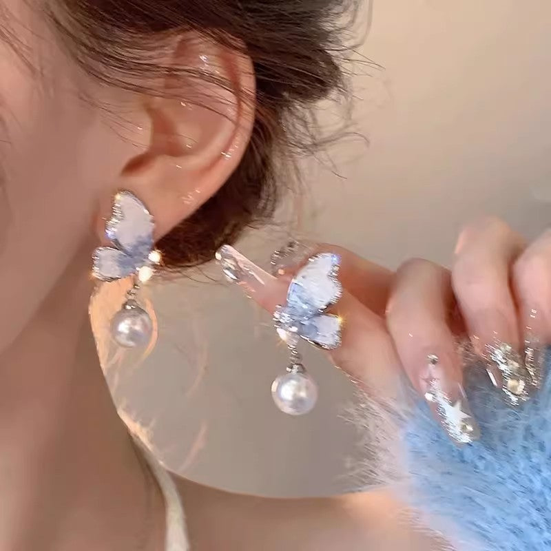 Pearl Butterfly Earrings for Women