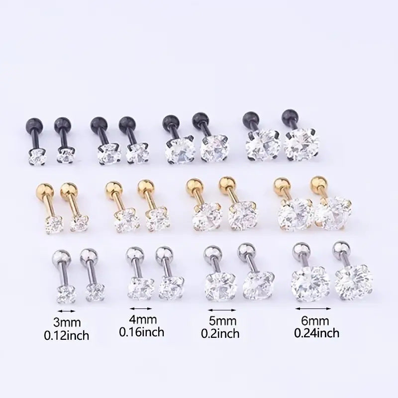 Geometric Zircon Stud Earrings