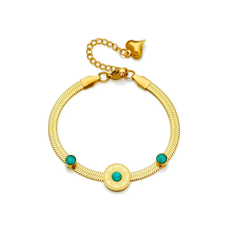Stainless Steel Round Resin Bracelet – 18K Gold