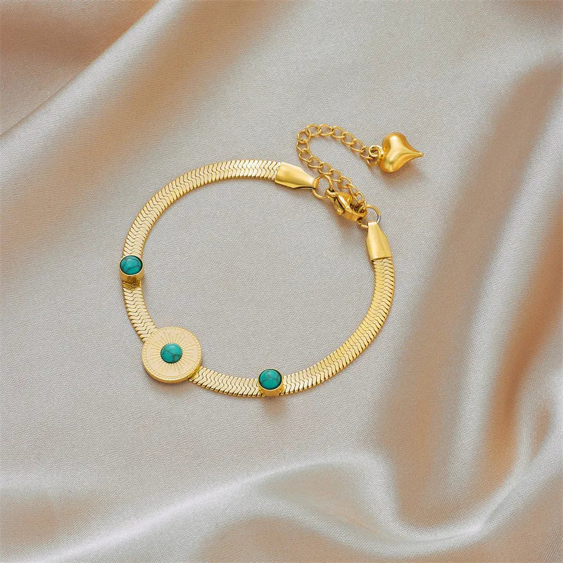 Stainless Steel Round Resin Bracelet – 18K Gold