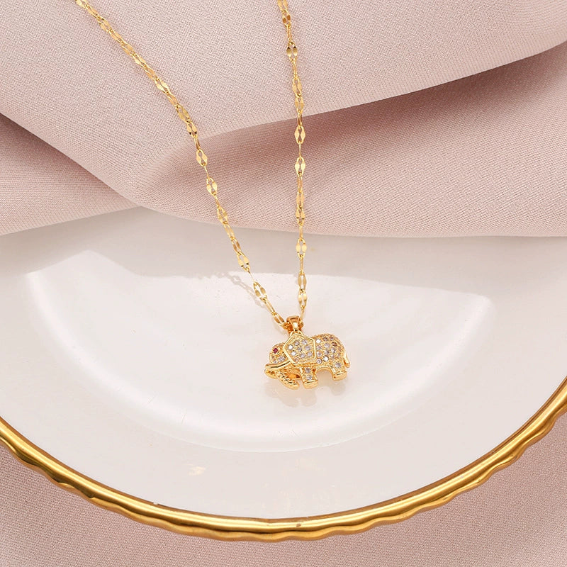 Luxury Lucky Little Elephant Titanium Steel Necklace